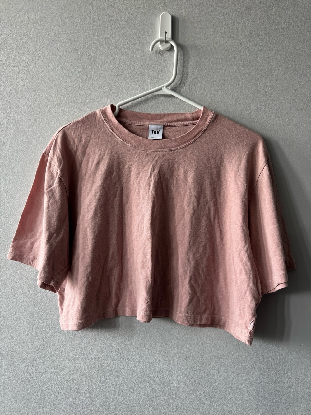 TNA Boxy Cropped Tee in Blush Pink